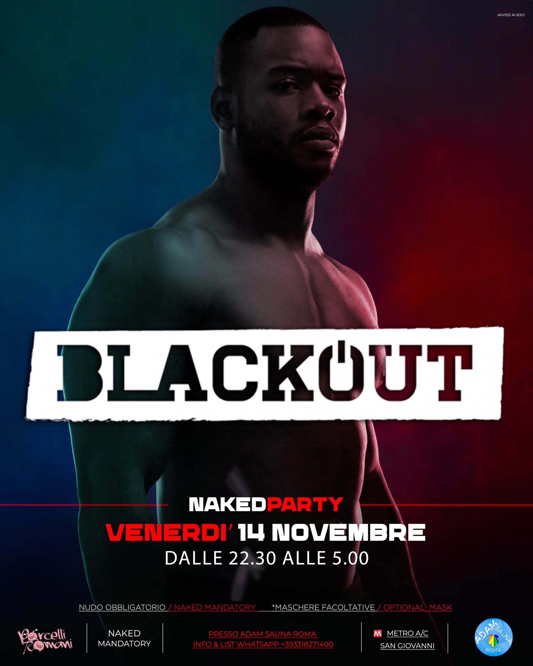 blaclout gay Naked party Rome